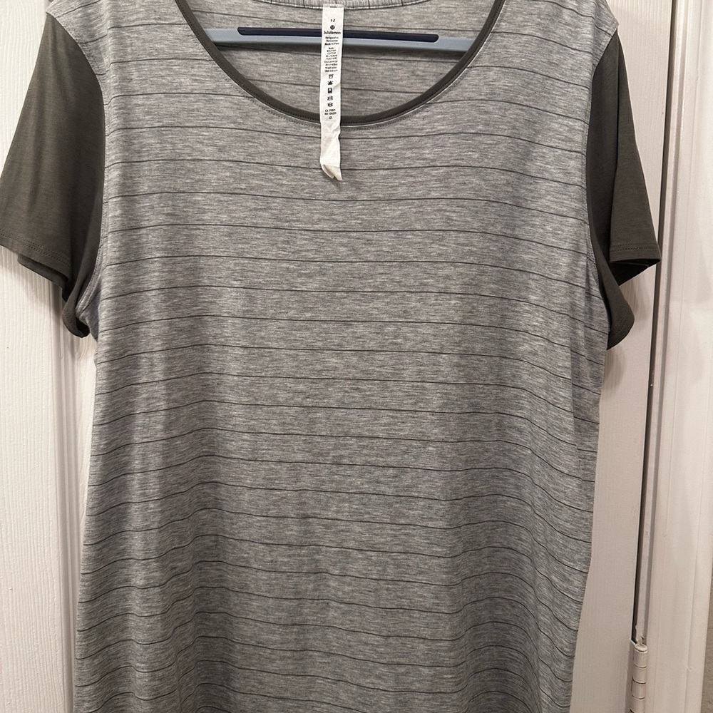 Lululemon Olive green Gray Striped Women's Top
